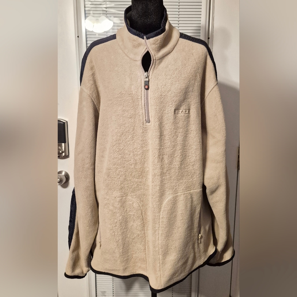 Chaps Cream and Black Zip Up Pullover